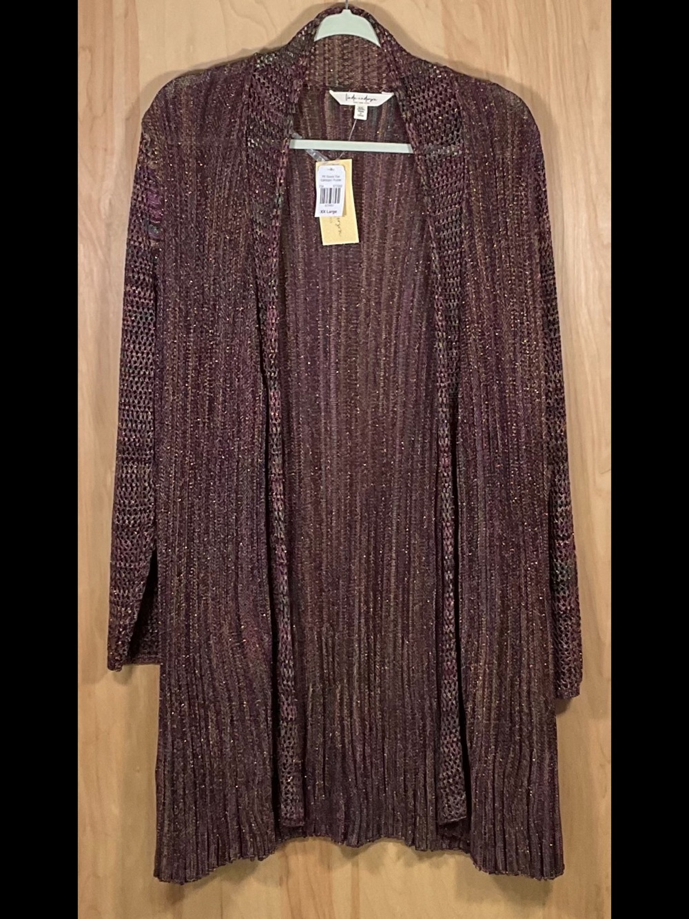 Linda Anderson Spacedye Purple Hue Cardigan Open Weave Sweater - NWT